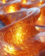 Poster - Dynamic fluid overlay textures with illuminated details natural setting macro abstract concepts