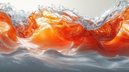 Poster - Dynamic fluid overlay art ocean waves digital artwork abstract environment close-up view textural translucency