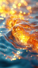 Poster - Fluid overlay liquid fusion textures in golden water close-up view abstract hyper realism