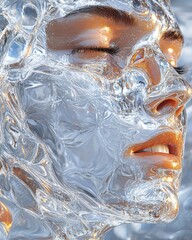 Poster - Fluid overlay liquid blending textures and details artistic portrait studio close-up view concept