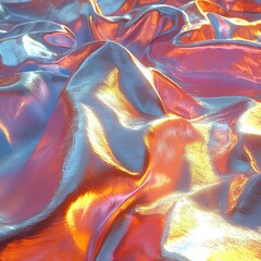 Poster - Fluid overlay colorful reflections on textured fabric abstract art studio close-up hyper realism