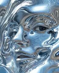 Poster - Dynamic fluid overlay metallic textures surreal artistic environment close-up view conceptual hyper realism
