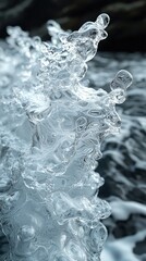 Poster - Dynamic water splash coastal shoreline - natural environment close-up view fluidity and texture