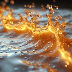 Poster - Dynamic energy textures of fluid overlay splashing water studio setting -detail visuals artistic concept