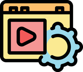 Poster - Video player settings being configured with gear icon, representing video setup, customization, and preferences