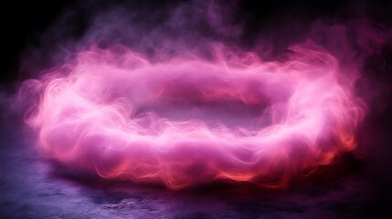 Wall Mural - Pink and red smoke forms a circular halo