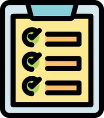 Poster - clipboard displaying completed tasks, marked with checkmarks, indicating successful completion and a