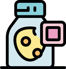 Poster - washing machine with washing program icon, laundry service symbol, simple colorful flat vector illus