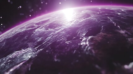 Wall Mural - Purple Planet Sunrise Space Scene Celestial Orb