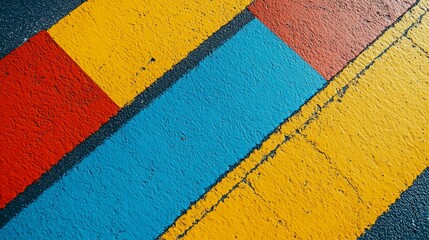 Wall Mural - A colorful street with a yellow stripe