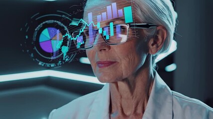 Leinwandbilder - Female scientist in lab setting conducting advanced research on technology and innovation in a futuristic environment