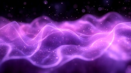 Wall Mural - Purple Glittering Waves Abstract Background Image