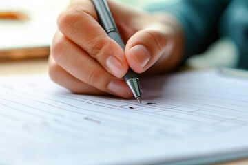 Aufkleber - Person's Hand Checking Off Items on a Checklist with a Pen