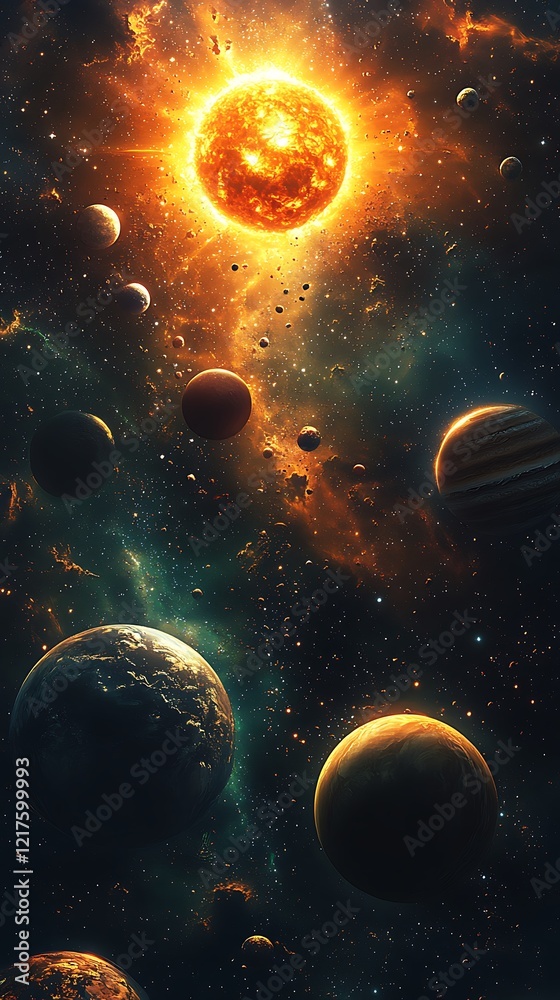 Space solar system glowing planets art high resolution hd image Stock ...