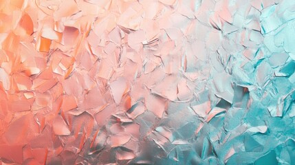 Poster - Abstract textured background with torn paper layers in pastel colors of orange and turquoise subtle gradient. Copy Space.