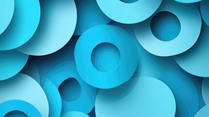 Poster - Abstract blue circles with varying sizes and transparency arranged in a layered composition Copy Space