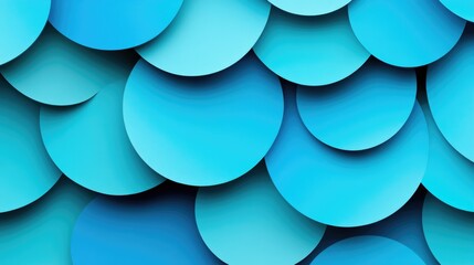 Poster - Blue circular abstract background with overlapping rounded shapes and smooth gradients, Copy Space available for text placement