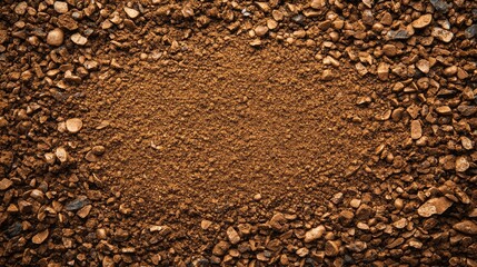 Poster - Brown gravel texture background with scattered small stones and pebbles suitable for various design applications Copy Space