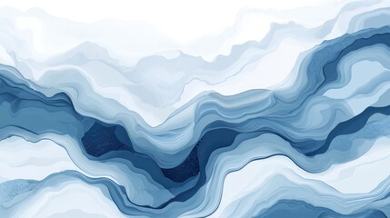 Poster - Blue Abstract Waves with Fluid Graceful Lines and Copy Space for Text Placement