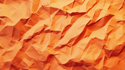 Wall Mural - Textured orange paper background with crumpled surface and folds ideal for various design applications and Copy Space for text placement.