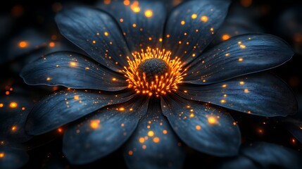 Wall Mural - Dark Flower Glowing With Orange Sparks