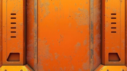 Poster - Grungy orange metal texture background with rugged surface and industrial design elements Copy Space