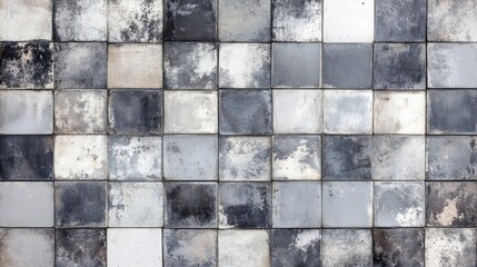Poster - Textured gray and white square tiles arranged in a checkerboard pattern Copy Space