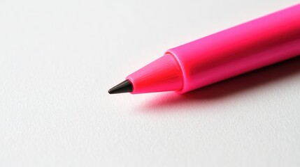 Poster - Pink marker pen lying on clean white paper with sharp tip visible and ample copy space for text placement.
