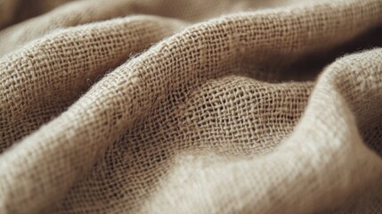 Poster - Close-up of wrinkled burlap fabric texture with natural fibers and neutral tones Copy Space