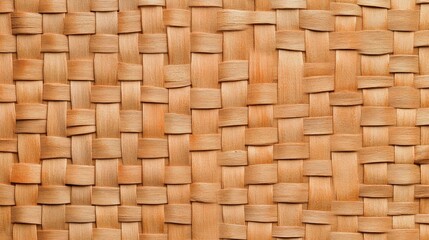 Poster - Natural woven texture of rattan or wicker with light brown shades and intricate pattern detailing Copy Space