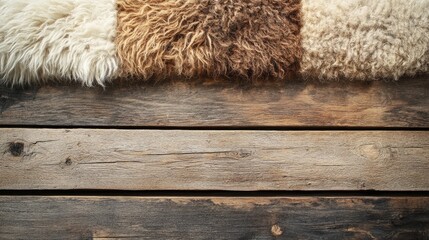Poster - Textured wool blanket on wooden surface with copy space for branding or text