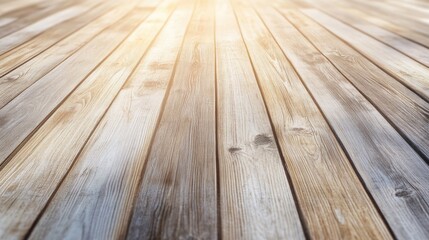 Poster - Wooden floor with textured slats in natural colors and soft lighting suitable for background use Copy Space