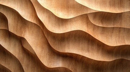 Poster - Textured wooden surface with flowing wave patterns in natural light providing copy space for design use.