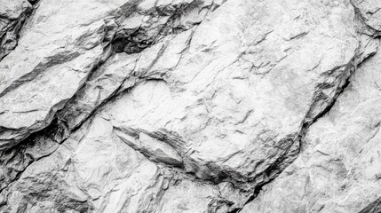 Poster - Textured gray rock surface with detailed fractures and crevices in black and white, ideal for backgrounds with Copy Space.