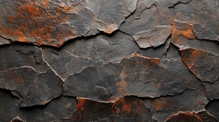 Poster - Textured dark slate stone surface with natural color variations and rough edges suitable for backgrounds with Copy Space.