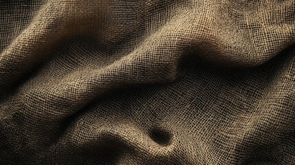 Poster - Textured burlap fabric with intricate patterns and folds suitable for background use or textile design. Copy Space available.