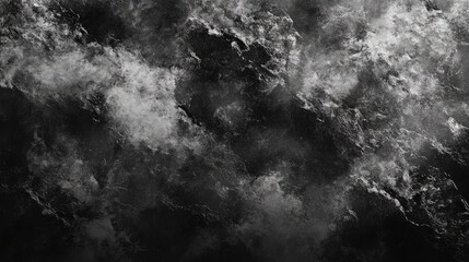 Poster - Textured black and white abstract background with cloud-like patterns and copy space for design purposes