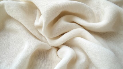 Poster - White fabric texture close-up with soft folds and creases suitable for backgrounds Copy Space