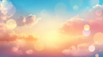 Poster - Colorful gradient sky with clouds and soft bokeh lighting effects featuring Copy Space for design use