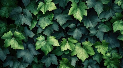 Poster - Dense Green Leaves Background with Varied Shades of Green and Copy Space for Text Inclusion