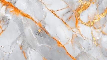Poster - Orange and Gray Marble Texture with Metallic Accents Abstract Background Copy Space