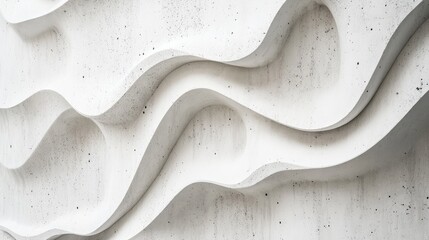 Poster - Textured abstract waves in white concrete wall design with smooth curves and minimalist aesthetic Copy Space for creative use
