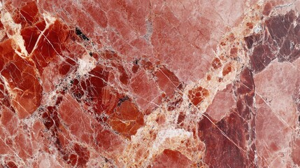 Poster - Red marble texture background with intricate veining and natural patterns showcasing its unique geological features and color variations Copy Space
