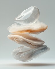 Poster - Floating transparent layers textures in minimalistic design studio abstract art soft color palette