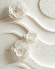 Poster - Elegant floral relief art minimalistic design textured wall decor modern interior soft colors contemporary