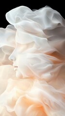 Poster - Ethereal abstract portrait minimalistic layers textured symmetry artistic soft light dreamy atmosphere