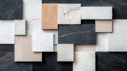Poster - Minimalist textured marble layer contemporary art space fine art neutral tones overhead view