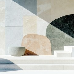 Poster - Minimalist layers textures and details modern interior digital art studio setting eye level contemporary design