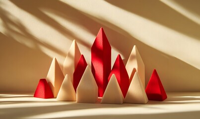 Poster - Geometric shapes in warm tones create a textured and patterned still life composition