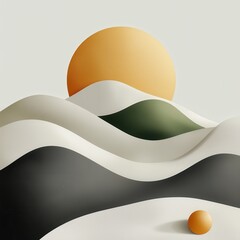 Poster - Minimalistic layered gradient art abstract landscape digital soft colors artistic